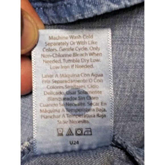 Time Tru chambray blouse top ruffled cap sleeve peasant cottagecore front ties - Picture 8 of 8